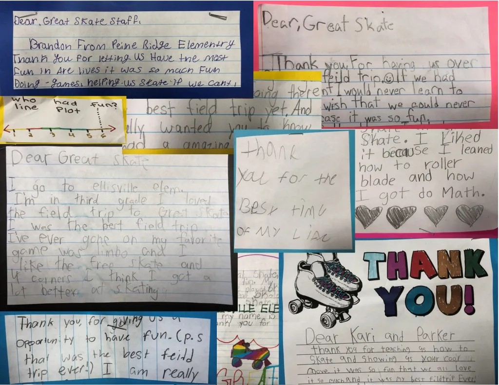 Thank you notes to Great Skate