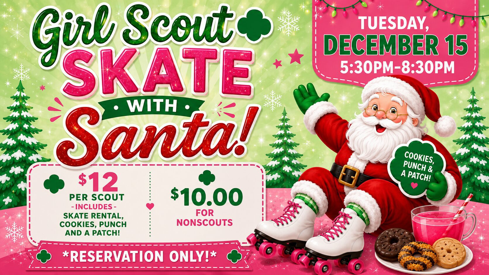 Santa with cookies and pink punch